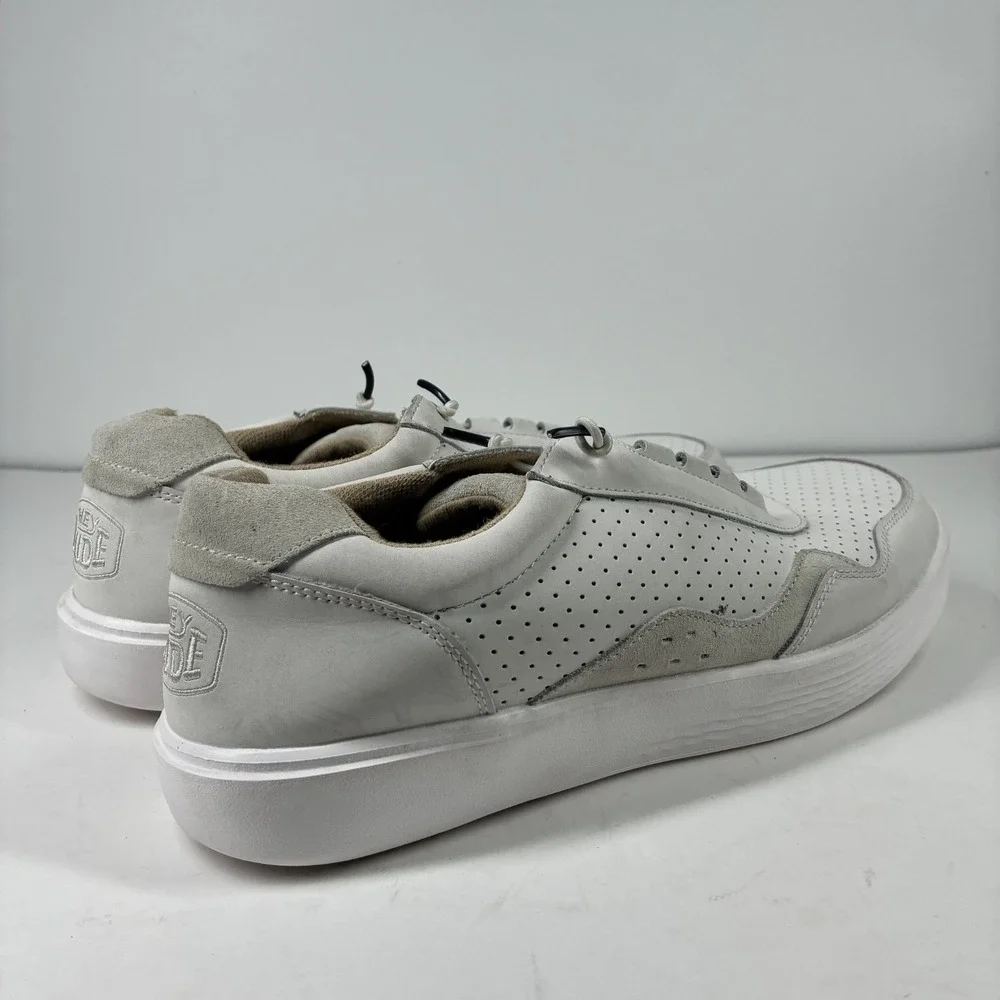 HEY DUDE Hudson M Leather Men's US 12 White Atmosphere/Bone Sneakers 41239-100